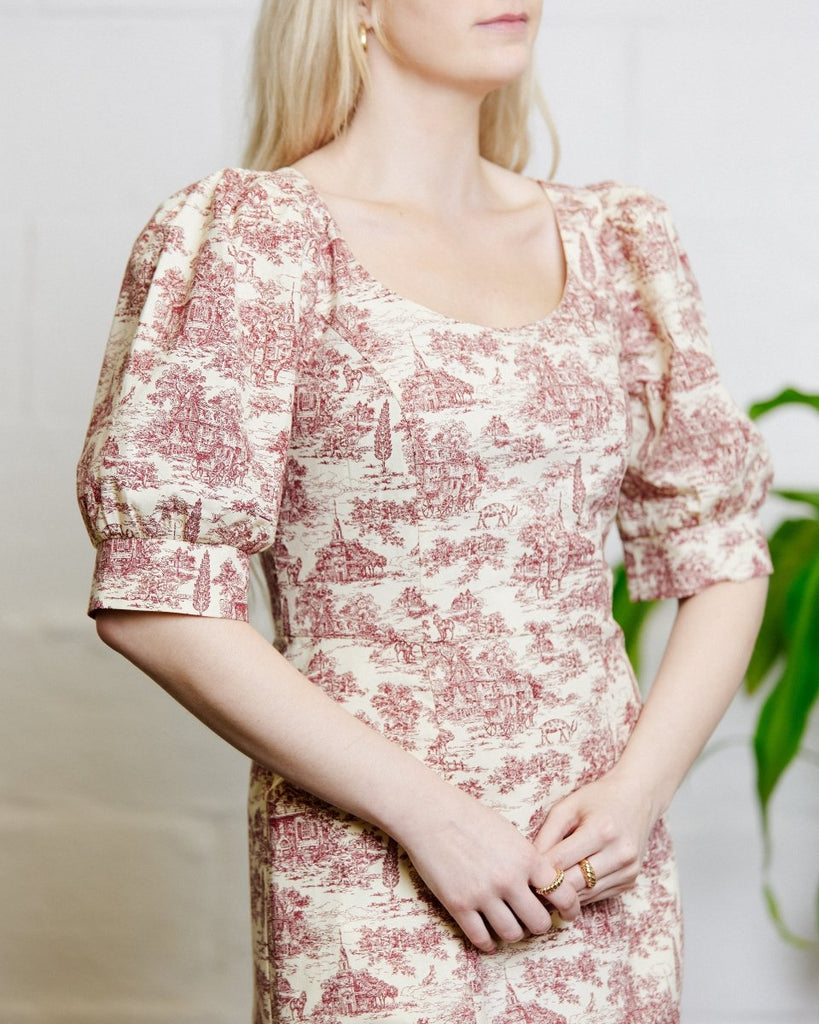 Birds of North America Veery Dress (Brick Village Toile) - Victoire BoutiqueBirds of North AmericaDresses Ottawa Boutique Shopping Clothing