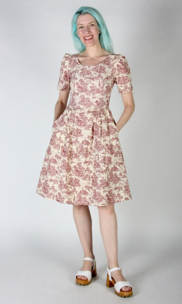 Birds of North America Winter Chippy Dress - Brick Village Toile (Pre-Order) - Victoire BoutiqueBirds of North AmericaDresses Ottawa Boutique Shopping Clothing