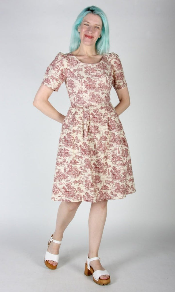Birds of North America Winter Chippy Dress - Brick Village Toile (Pre-Order) - Victoire BoutiqueBirds of North AmericaDresses Ottawa Boutique Shopping Clothing