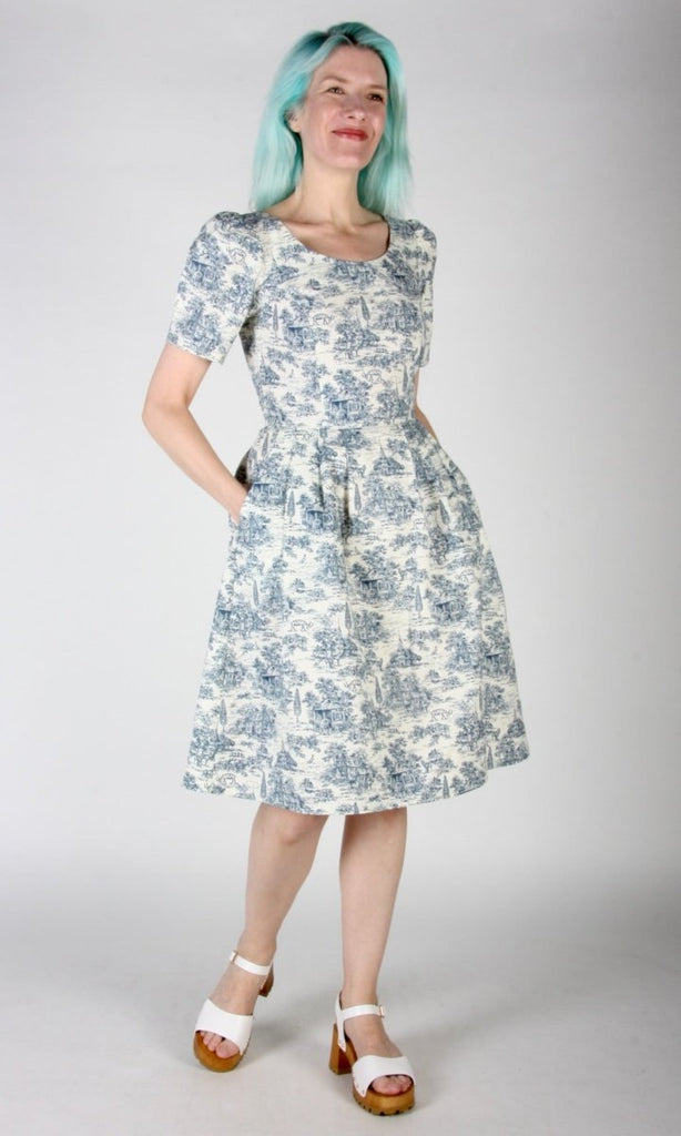Birds of North America Winter Chippy Dress - Navy Village Toile (Pre-Order) - Victoire BoutiqueBirds of North AmericaDresses Ottawa Boutique Shopping Clothing