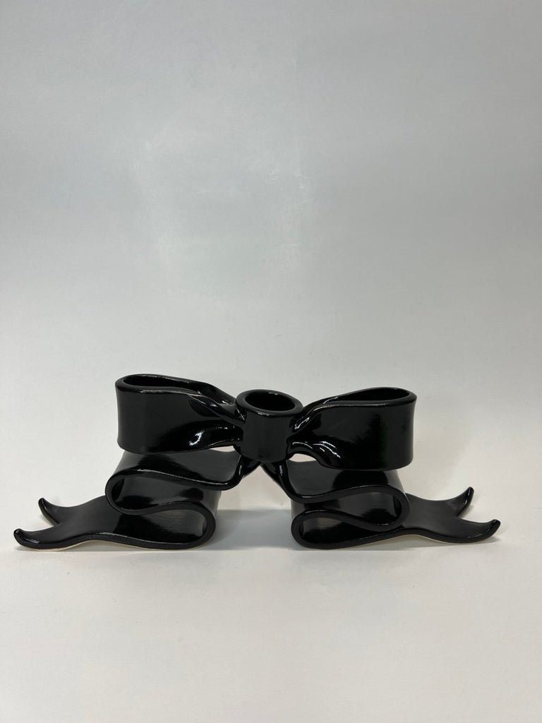 Kiki Bridges Bow Candlestick Holder (Black Silk) - Victoire BoutiqueKiki BridgesHome Ottawa Boutique Shopping Clothing