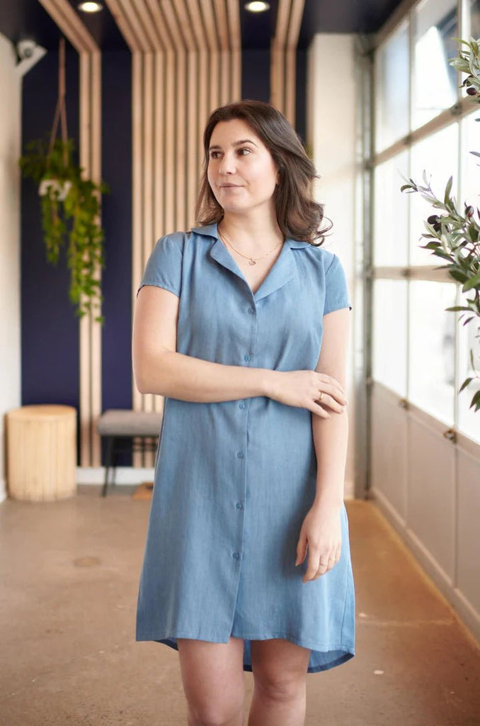 Meemoza Cruz Dress (Blue Tencel) - Victoire BoutiqueMeemozaDresses Ottawa Boutique Shopping Clothing