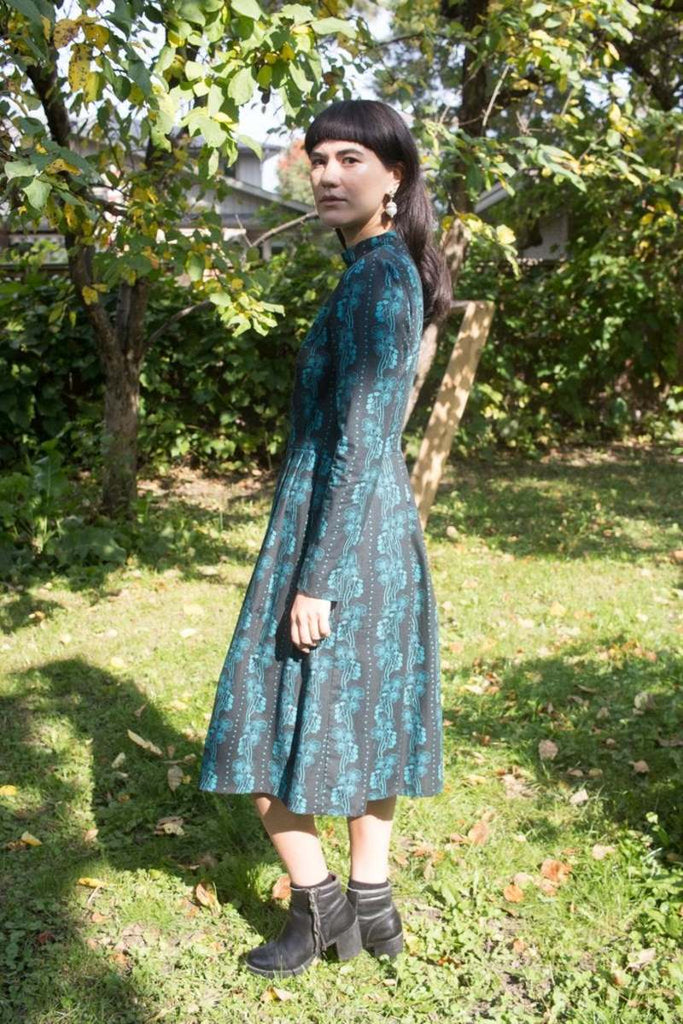 Vintage Victoire Bruant dress (Teal Buttercups) - Victoire BoutiqueVictoire Boutique Ottawa Boutique Shopping Clothing