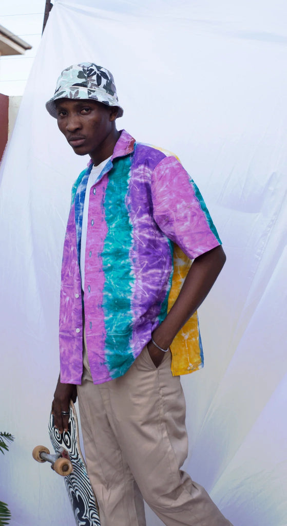 Batik Boutik Cape Coast Unisex Bowling Shirt (Arc en Ciel) - Victoire BoutiqueBatik BoutikTops Ottawa Boutique Shopping Clothing
