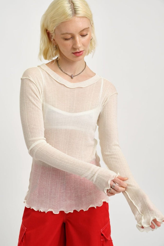 Eliza Faulkner Long Sleeve Rib Tee (White) - Victoire BoutiqueEliza FaulknerTops Ottawa Boutique Shopping Clothing