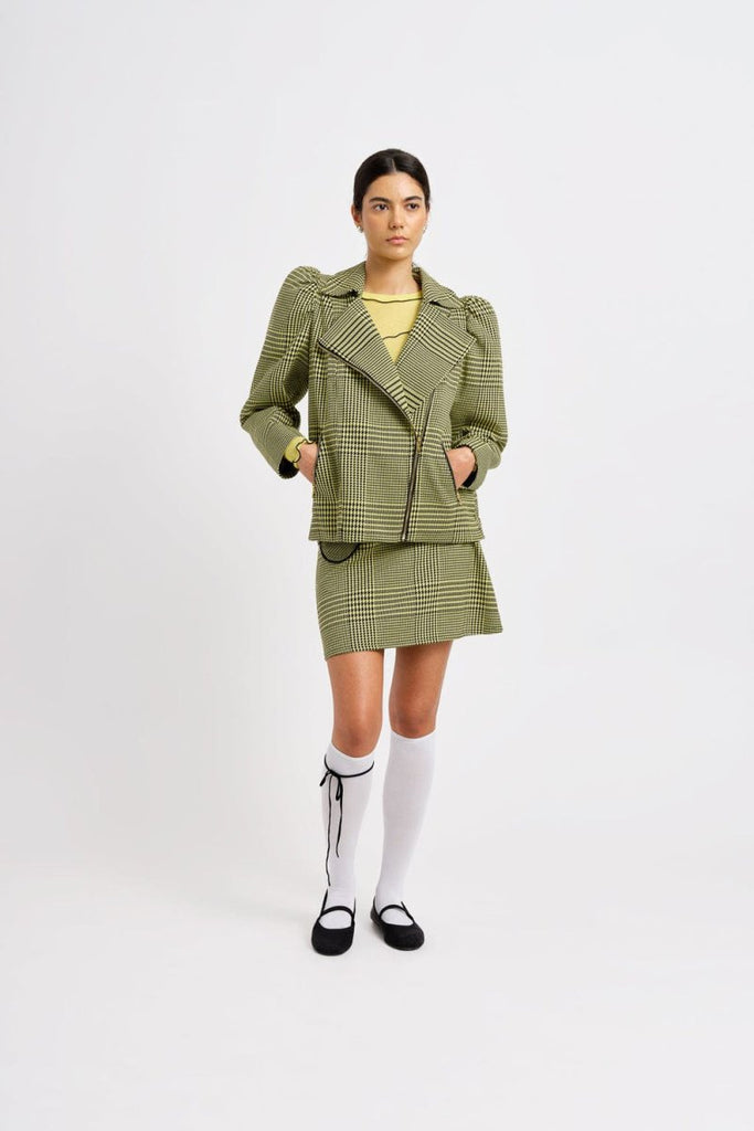 Eliza Faulkner Valentine Moto Coat (Clueless Yellow Plaid) - Victoire BoutiqueEliza FaulknerOuterwear Ottawa Boutique Shopping Clothing