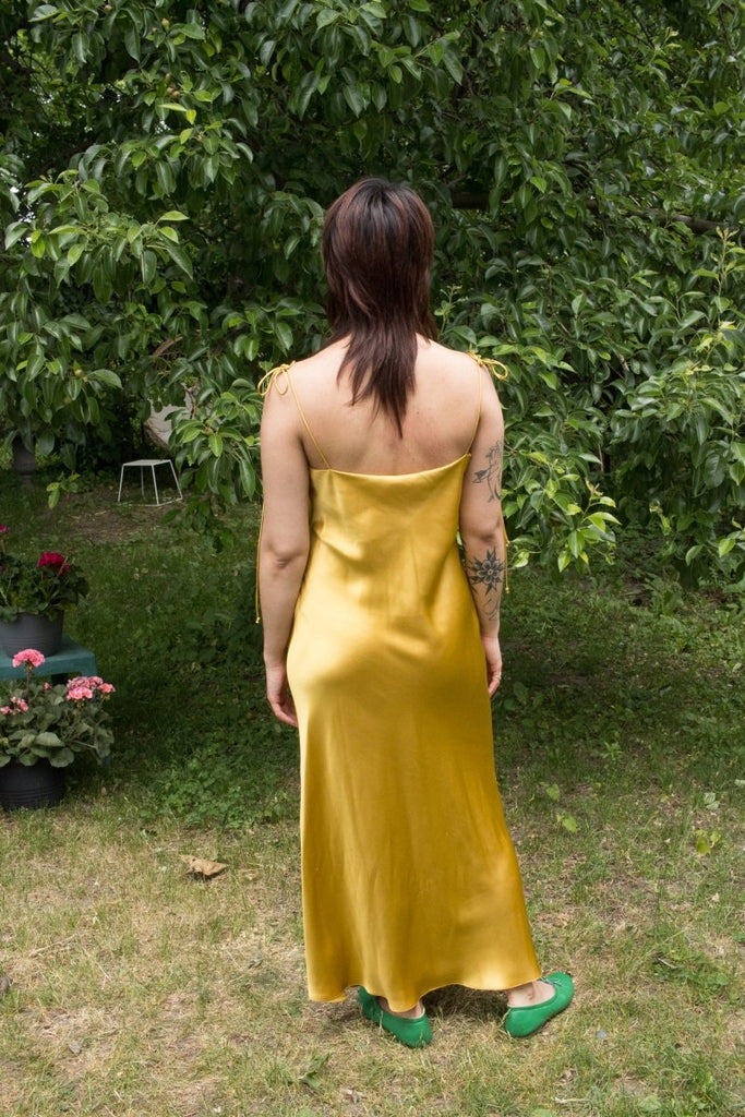 Jacoba Jane Azeala Silk Satin Maxi Dress (Marigold) - Victoire BoutiqueJacoba JaneDresses Ottawa Boutique Shopping Clothing
