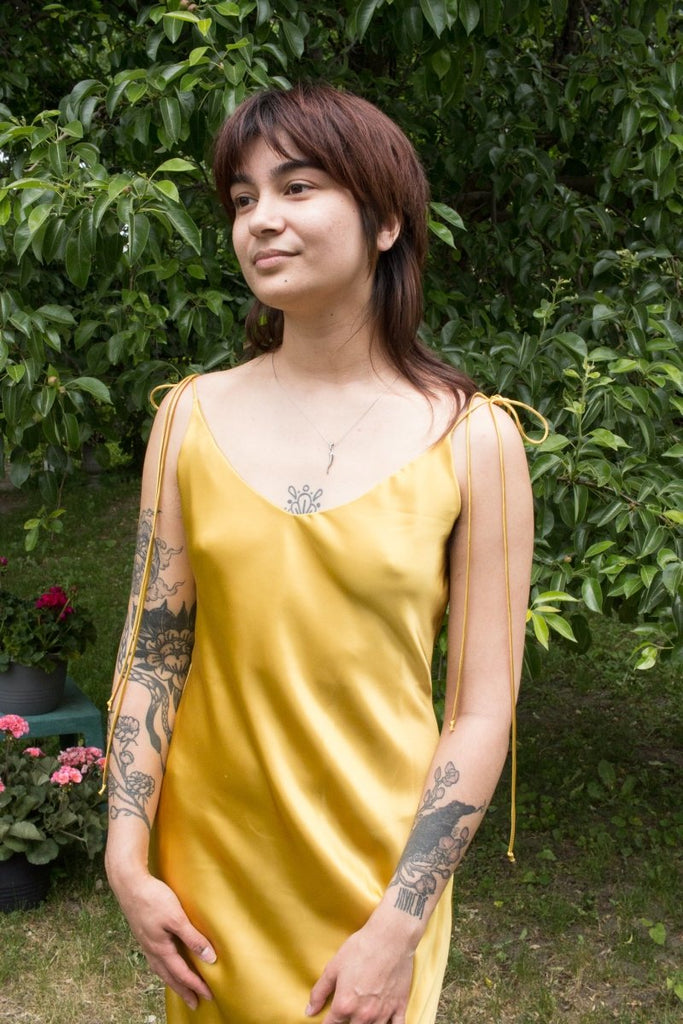 Jacoba Jane Azeala Silk Satin Maxi Dress (Marigold) - Victoire BoutiqueJacoba JaneDresses Ottawa Boutique Shopping Clothing