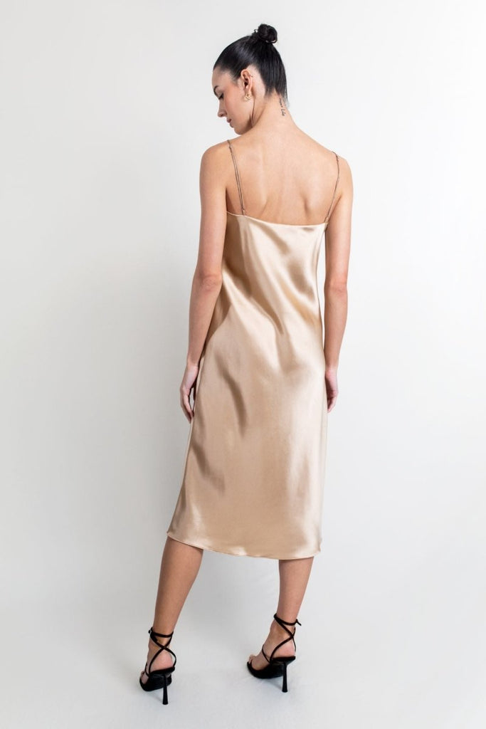 Jacoba Jane Isla Silk Satin Slip Dress (Fawn) - Victoire BoutiqueJacoba JaneDresses Ottawa Boutique Shopping Clothing