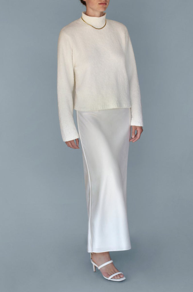 Jacoba Jane Long Silk Satin Maxi Skirt (Ivory) - Victoire BoutiqueJacoba JaneBottoms Ottawa Boutique Shopping Clothing