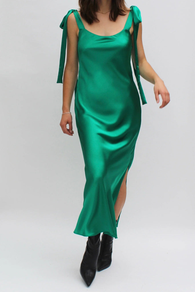 Jacoba Jane Ulyana Silk Satin Midi Dress (Emerald) - Victoire BoutiqueJacoba JaneDresses Ottawa Boutique Shopping Clothing