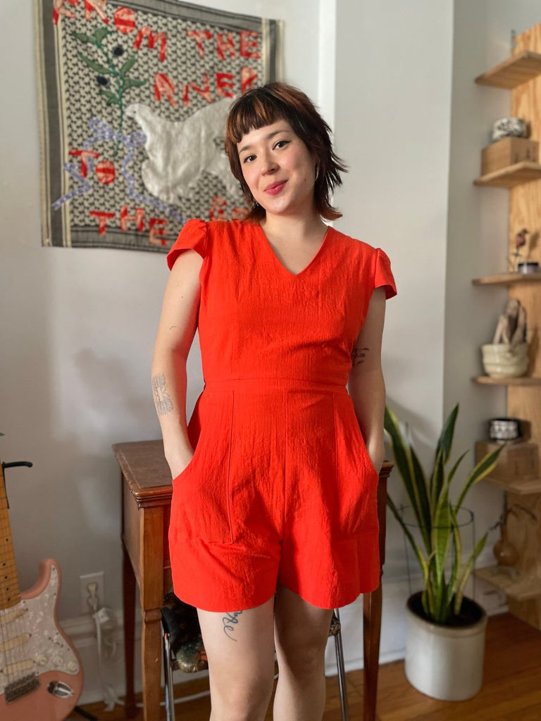 Jennifer Glasgow Eula Jumpsuit (Coral Red) - Victoire BoutiqueJennifer GlasgowRomper Ottawa Boutique Shopping Clothing
