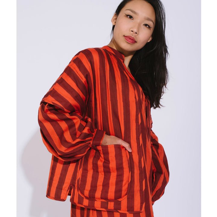 Kate Austin Designs Zora Jacket (Clay Wide Stripe) - Victoire BoutiqueKate Austin DesignsOuterwear Ottawa Boutique Shopping Clothing