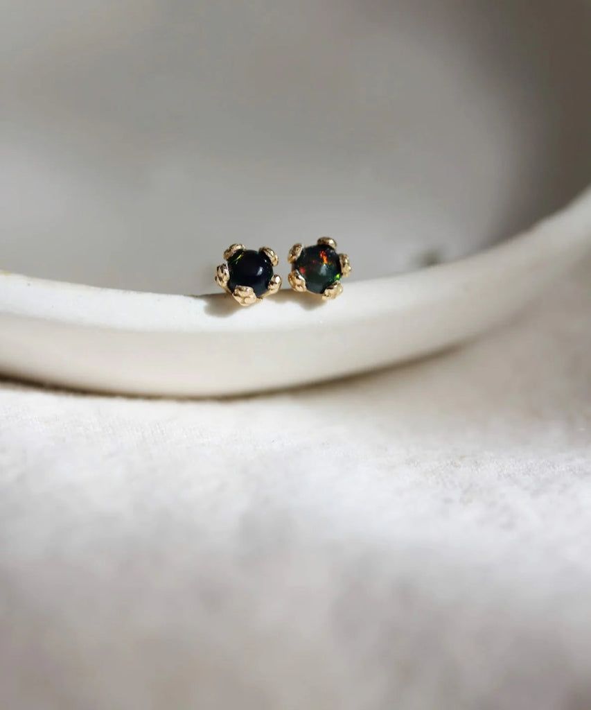 Little Gold Tiny Flower Studs (Black Opal) - Victoire BoutiqueLittle GoldEarrings Ottawa Boutique Shopping Clothing