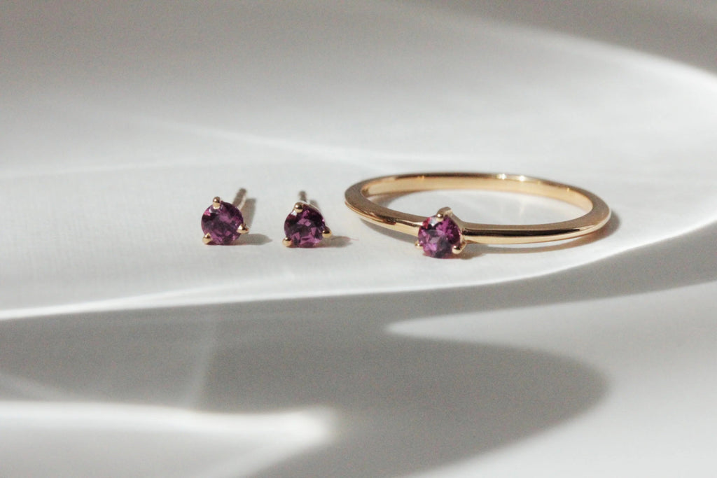 Little Gold Tiny Pink Garnet Ring - Victoire BoutiqueLittle GoldRings Ottawa Boutique Shopping Clothing