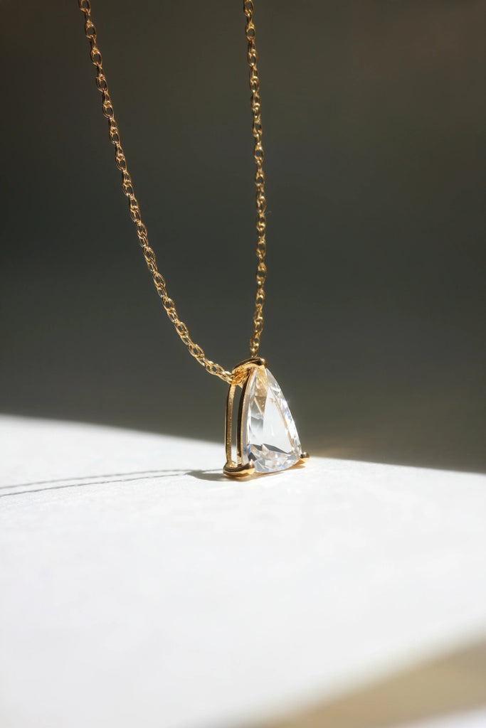 Little Gold White Topaz Slider Necklace - Victoire BoutiqueLittle GoldNecklaces Ottawa Boutique Shopping Clothing