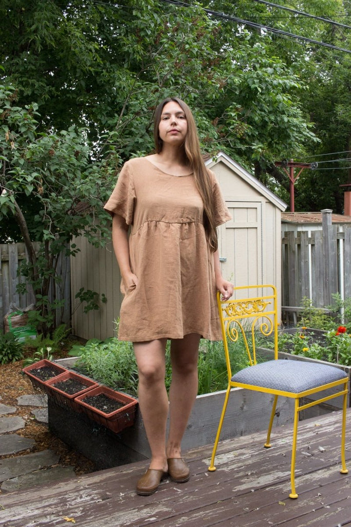 Rose Fibers Gathered Dress (Toffee) - Victoire BoutiqueRose FibersTops Ottawa Boutique Shopping Clothing