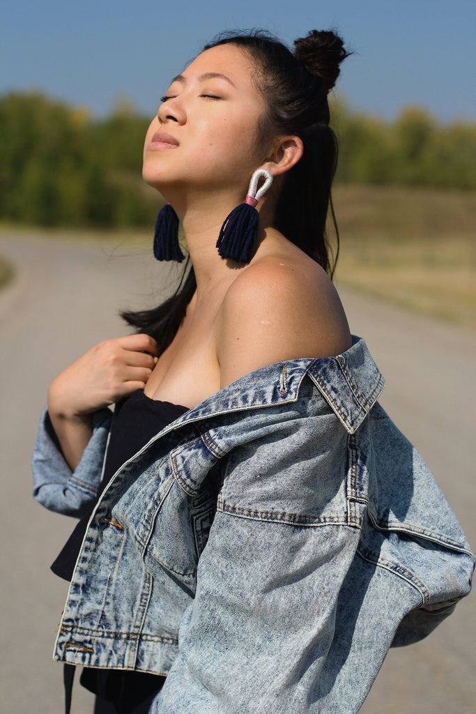 TALEE Aru Loop Earrings (Pearl/Navy) - Victoire BoutiqueTaleeEarrings Ottawa Boutique Shopping Clothing