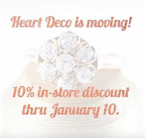 Heart Deco is Moving--get 10% off on Beautiful Vintage Rings! - Victoire Boutique