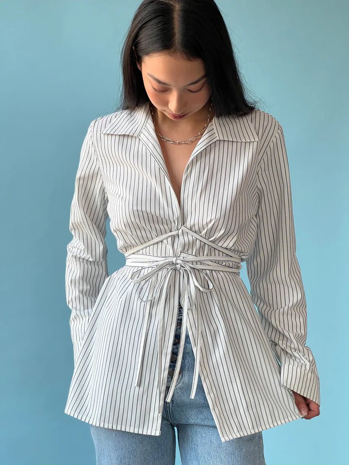 A Bronze Age Revel Blouse (Pencil Stripe) - Victoire BoutiqueA Bronze AgeTops Ottawa Boutique Shopping Clothing