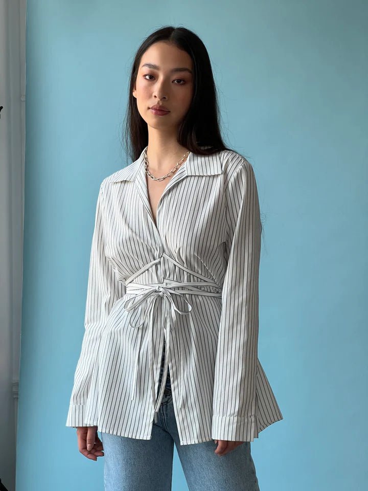 A Bronze Age Revel Blouse (Pencil Stripe) - Victoire BoutiqueA Bronze AgeTops Ottawa Boutique Shopping Clothing