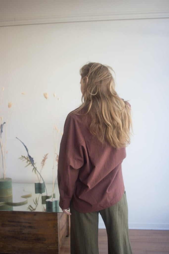 A Bronze Age Robbie Shirt (Wine Stripe) - Victoire BoutiqueA Bronze AgeTops Ottawa Boutique Shopping Clothing