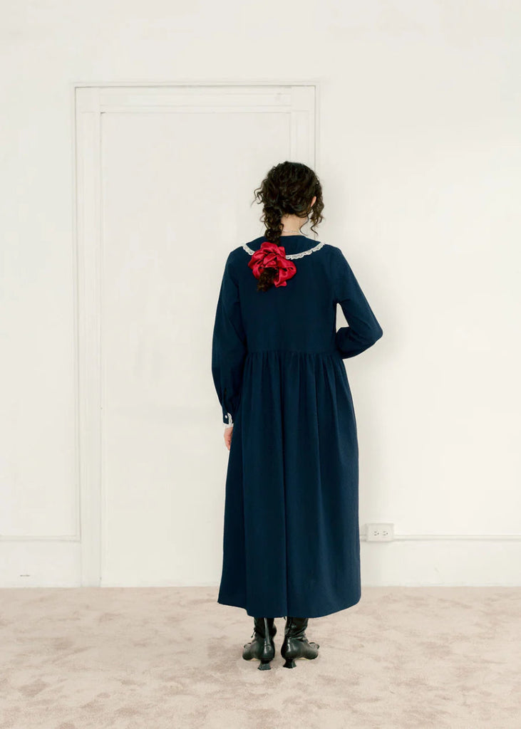 A Bronze Age Woolf Dress (Navy Dimple) - Victoire BoutiqueA Bronze AgeDresses Ottawa Boutique Shopping Clothing