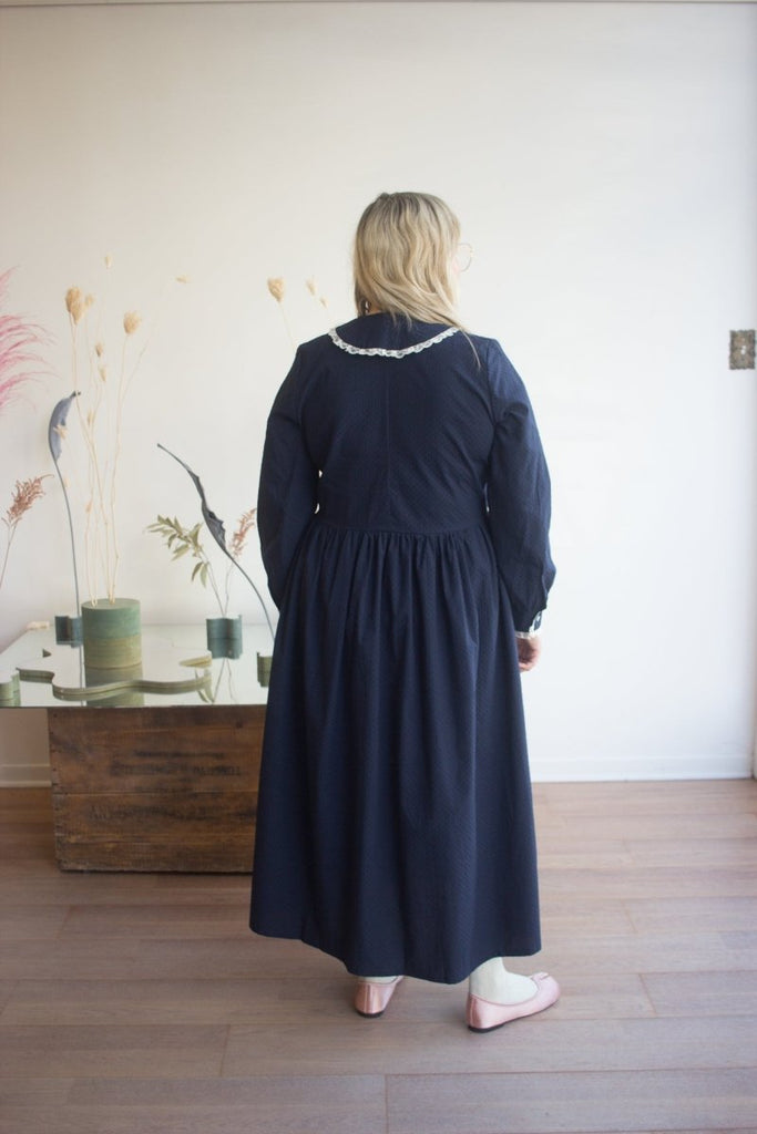 A Bronze Age Woolf Dress (Navy Dimple) - Victoire BoutiqueA Bronze AgeDresses Ottawa Boutique Shopping Clothing
