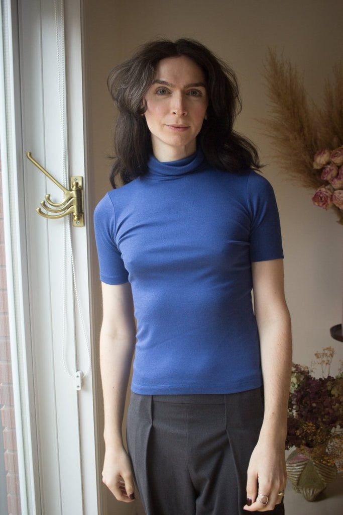 Amanda Moss Nico Short Sleeve Turtleneck (Cobalt) - Victoire BoutiqueAmanda MossTops Ottawa Boutique Shopping Clothing