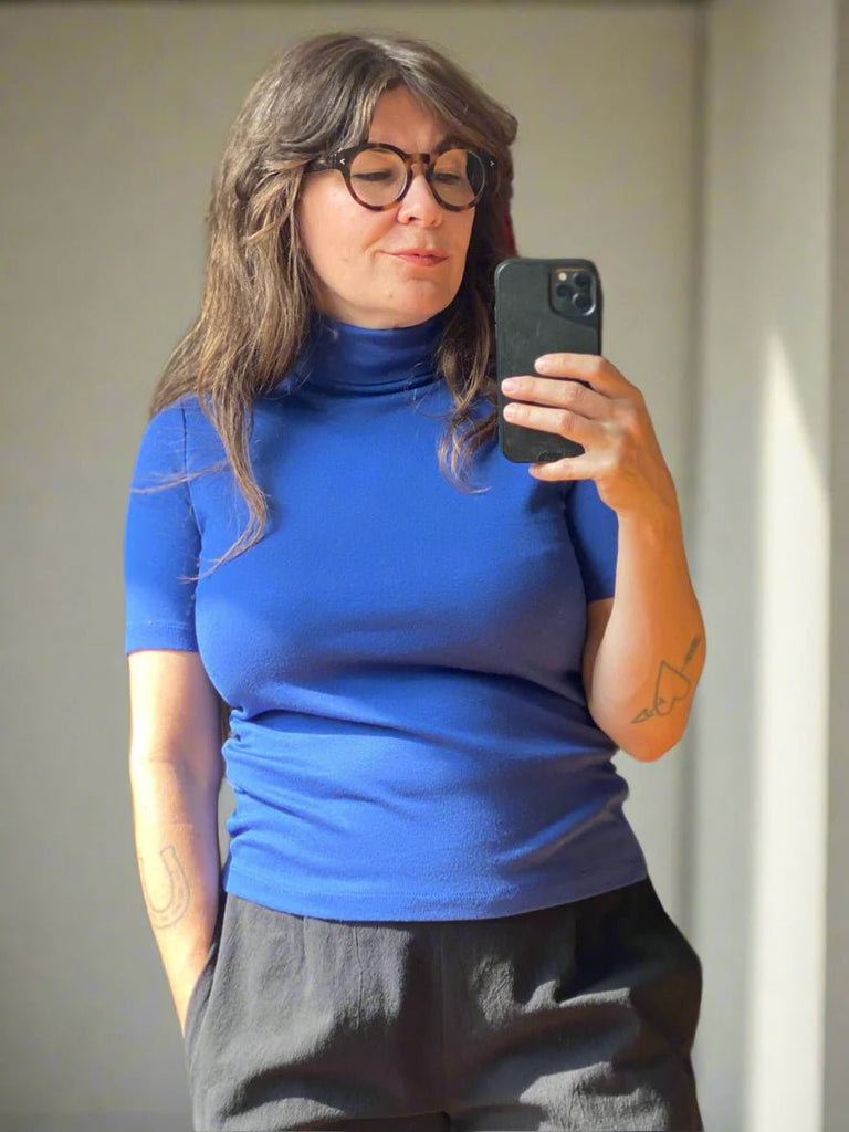 Amanda Moss Nico Short Sleeve Turtleneck (Cobalt) - Victoire BoutiqueAmanda MossTops Ottawa Boutique Shopping Clothing