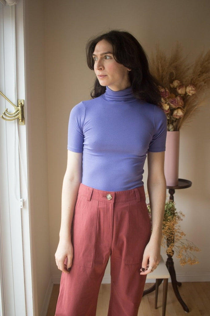 Amanda Moss Nico Short Sleeve Turtleneck (Periwinkle) - Victoire BoutiqueAmanda MossTops Ottawa Boutique Shopping Clothing