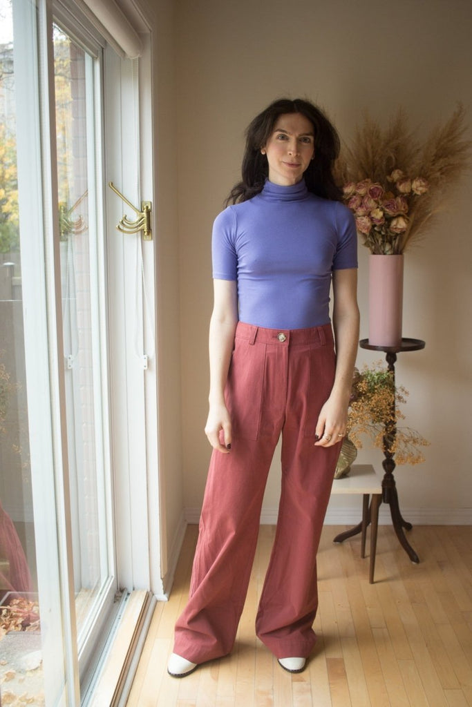 Amanda Moss Nico Short Sleeve Turtleneck (Periwinkle) - Victoire BoutiqueAmanda MossTops Ottawa Boutique Shopping Clothing