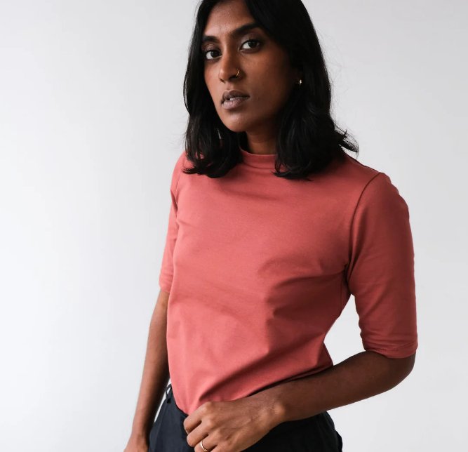 Atelier B Mock Neck Top (Rust Pink) - Victoire BoutiqueAtelier BTops Ottawa Boutique Shopping Clothing