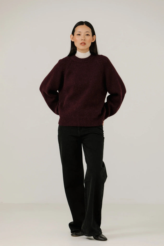 Bare Knitwear Classic Oversized Crewneck (Deep Maroon) - Victoire BoutiqueBare KnitwearSweater Ottawa Boutique Shopping Clothing