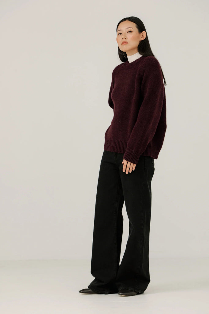 Bare Knitwear Classic Oversized Crewneck (Deep Maroon) - Victoire BoutiqueBare KnitwearSweater Ottawa Boutique Shopping Clothing