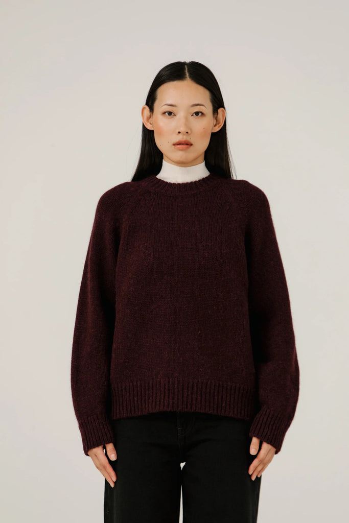 Bare Knitwear Classic Oversized Crewneck (Deep Maroon) - Victoire BoutiqueBare KnitwearSweater Ottawa Boutique Shopping Clothing