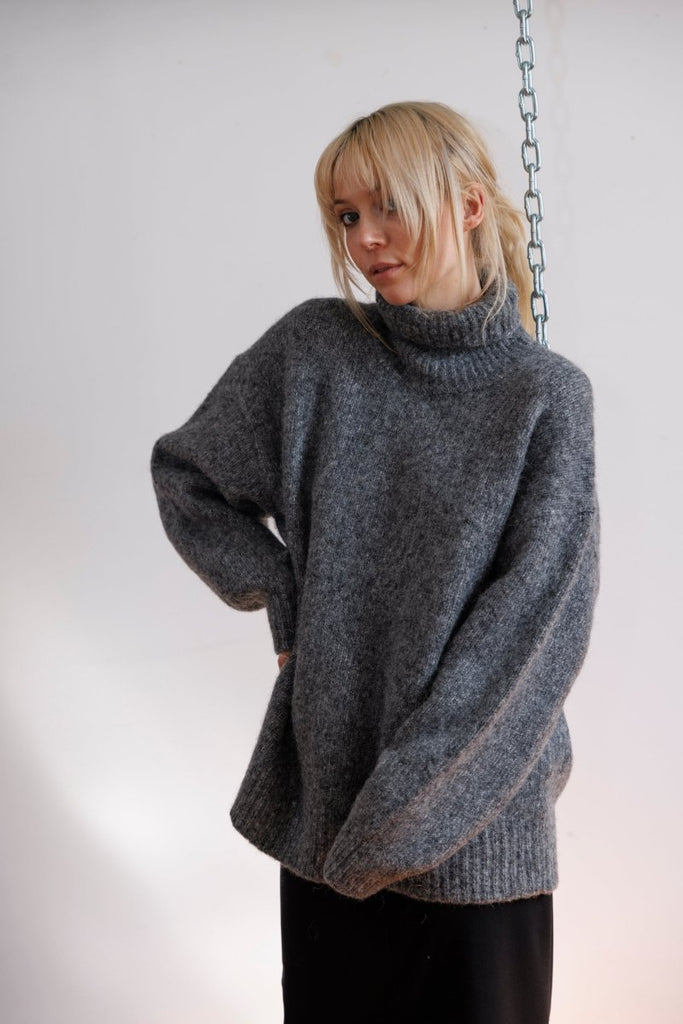 Bare Knitwear Uma Rollneck Sweater (Granite) - Victoire BoutiqueBare KnitwearTops Ottawa Boutique Shopping Clothing