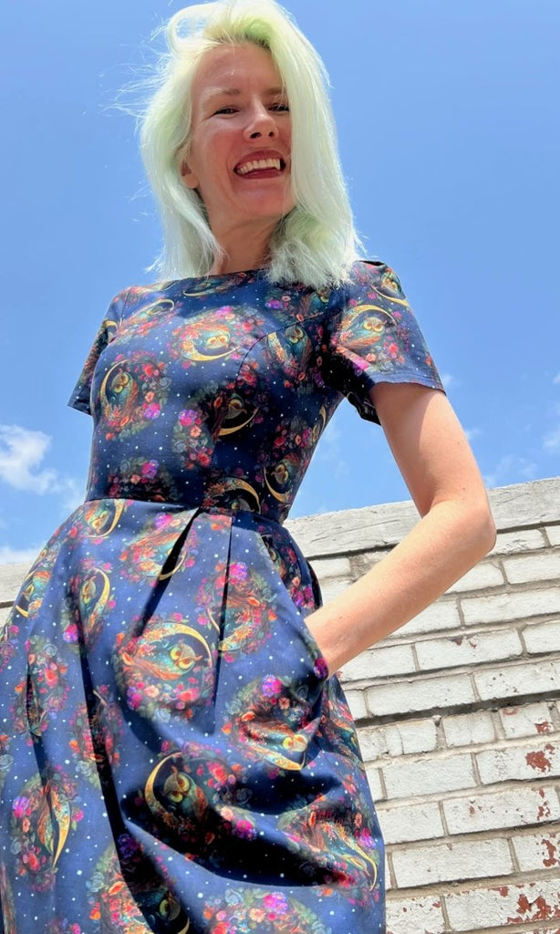 Birds of North America Buttonquail Dress (Night Owls) - Victoire BoutiqueBirds of North AmericaDresses Ottawa Boutique Shopping Clothing