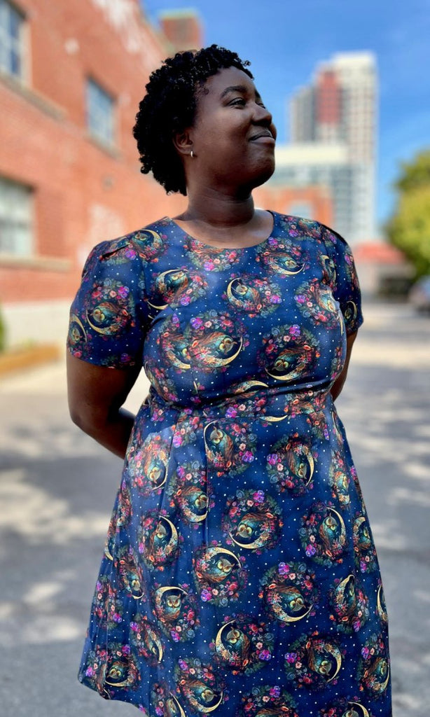 Birds of North America Buttonquail Dress (Night Owls) - Victoire BoutiqueBirds of North AmericaDresses Ottawa Boutique Shopping Clothing