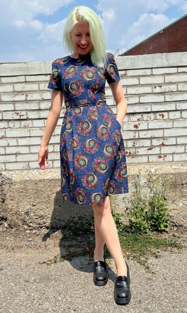 Birds of North America Buttonquail Dress (Night Owls) - Victoire BoutiqueBirds of North AmericaDresses Ottawa Boutique Shopping Clothing