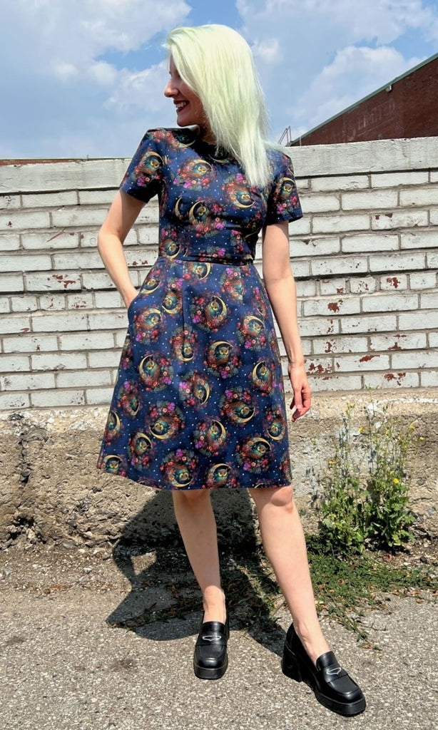 Birds of North America Buttonquail Dress (Night Owls) - Victoire BoutiqueBirds of North AmericaDresses Ottawa Boutique Shopping Clothing