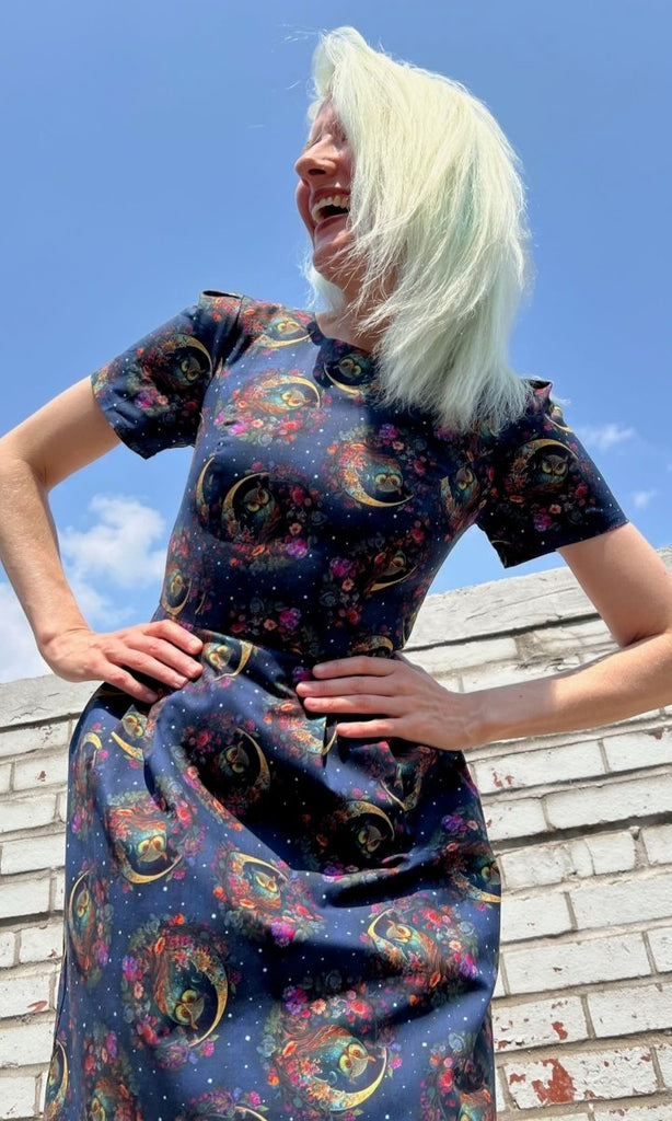 Birds of North America Buttonquail Dress (Night Owls) - Victoire BoutiqueBirds of North AmericaDresses Ottawa Boutique Shopping Clothing