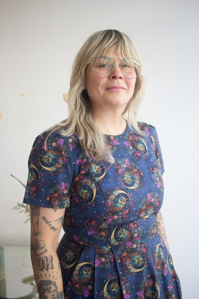 Birds of North America Buttonquail Dress (Night Owls) - Victoire BoutiqueBirds of North AmericaDresses Ottawa Boutique Shopping Clothing