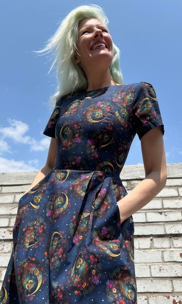 Birds of North America Buttonquail Dress (Night Owls) - Victoire BoutiqueBirds of North AmericaDresses Ottawa Boutique Shopping Clothing