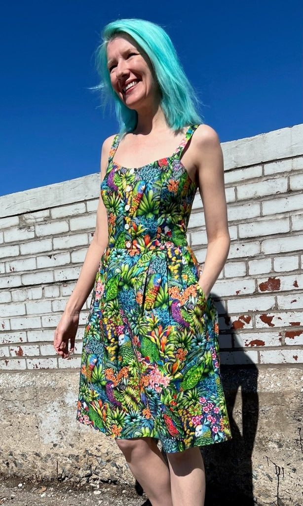 Birds of North America Corncrake Dress (Parrot Jungle) - Victoire BoutiqueBirds of North AmericaDresses Ottawa Boutique Shopping Clothing