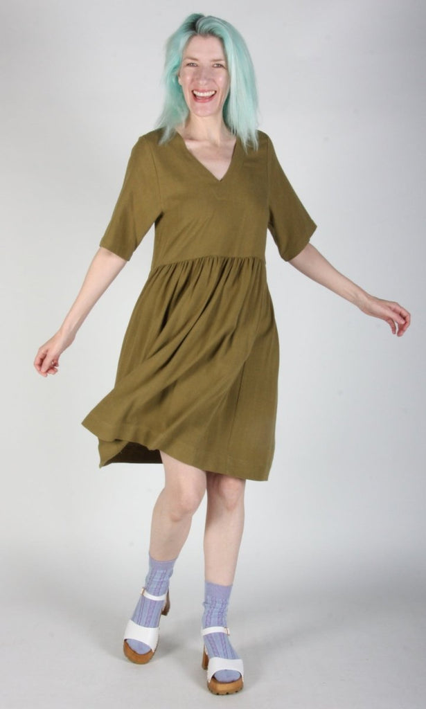 Birds of North America Kiskadee Dress (Golden Moss) - Victoire BoutiqueBirds of North AmericaDresses Ottawa Boutique Shopping Clothing