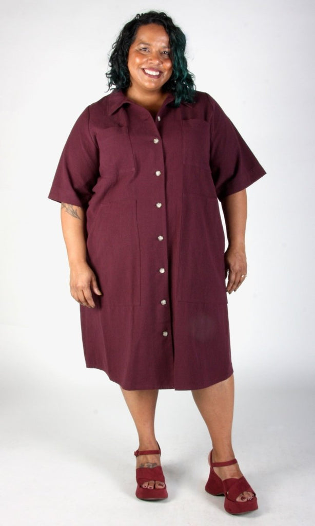 Birds of North America Ladyhawk Dress (Burgundy) - Victoire BoutiqueBirds of North AmericaDresses Ottawa Boutique Shopping Clothing