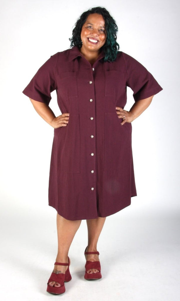 Birds of North America Ladyhawk Dress (Burgundy) - Victoire BoutiqueBirds of North AmericaDresses Ottawa Boutique Shopping Clothing