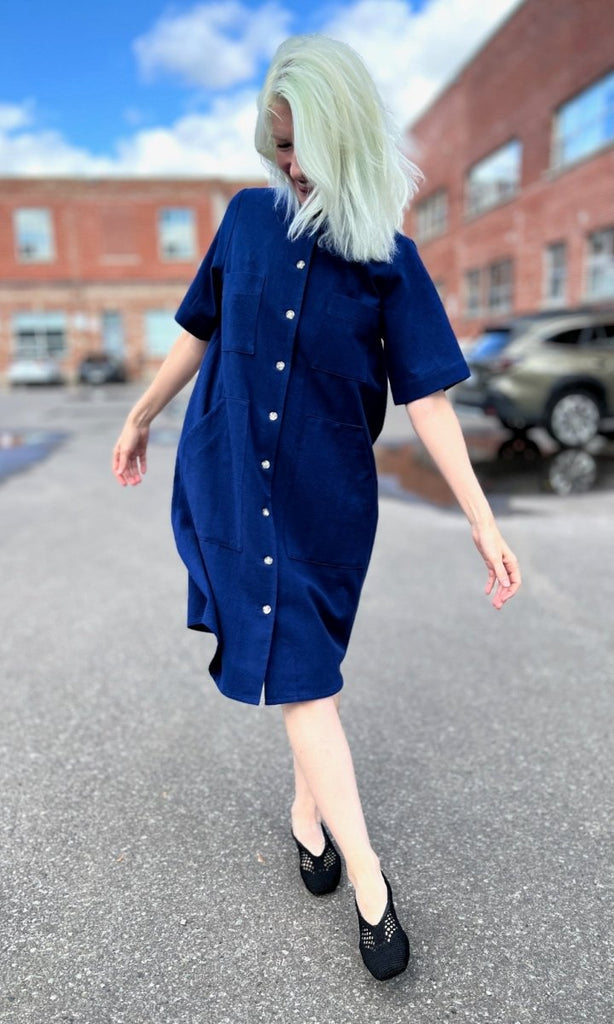 Birds of North America Ladyhawk Dress (Indigo) - Victoire BoutiqueBirds of North AmericaDresses Ottawa Boutique Shopping Clothing