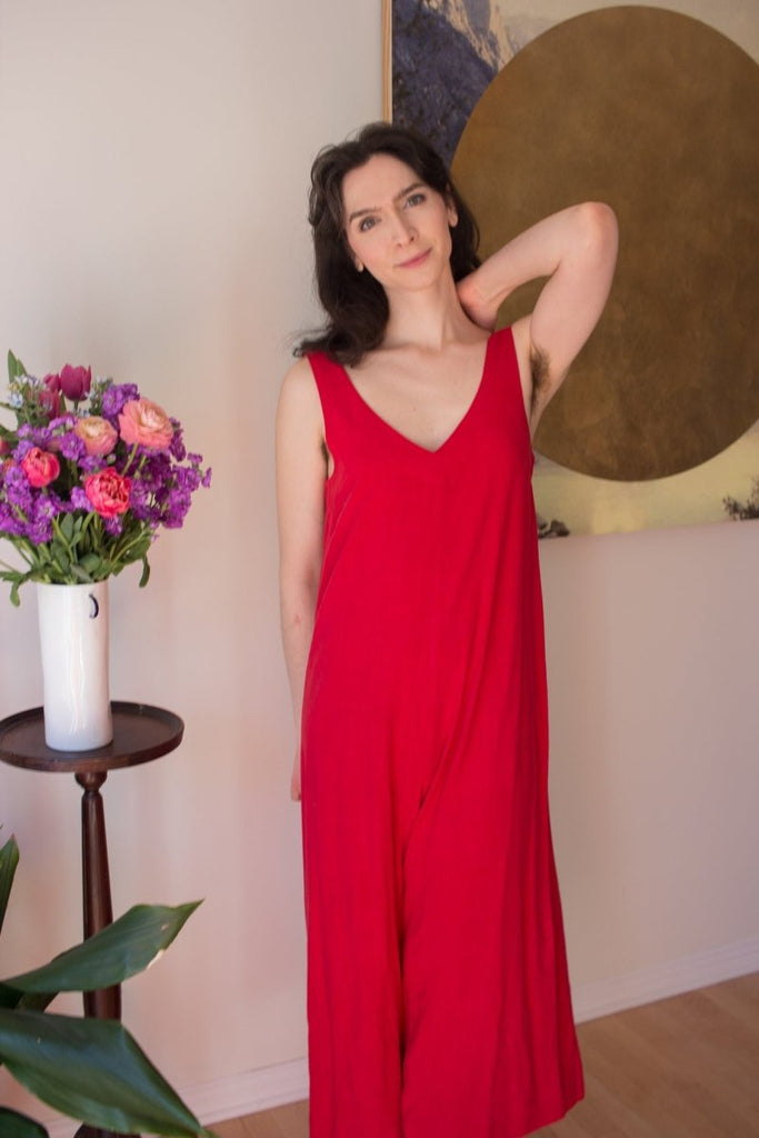 Birds of North America Tawny Pipit Jumpsuit (Red) - Victoire BoutiqueBirds of North AmericaJumpsuits Ottawa Boutique Shopping Clothing